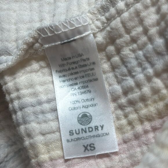 Sundry Long Sleeve Babydoll blouson sleeve mini dress neutral motif striped XS - Picture 6 of 6